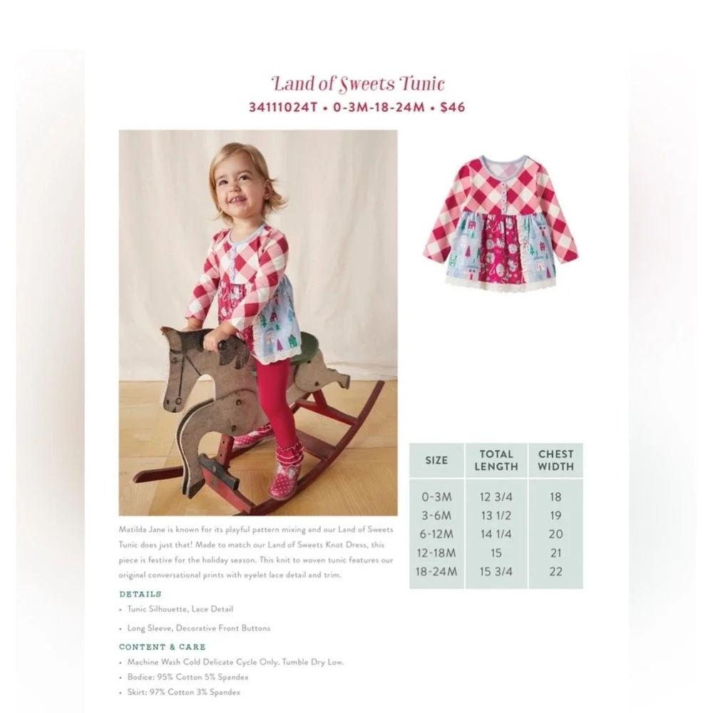 Matilda Jane Baby Christmas Tunic Legging Set Size 6-12M Red Holiday Santa Photo
